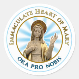 Pegatina Redonda Corazón inmaculado de Mary Ora Pro Nobis