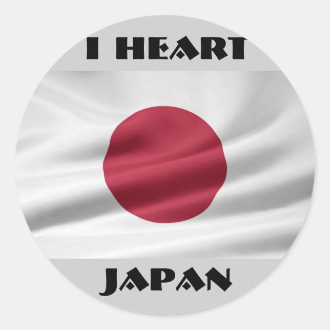 Pegatina Redonda Corazón Japón/Bandera de Japón (Anverso)