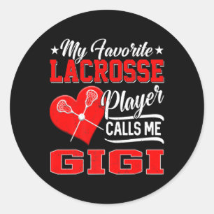 Pegatina Redonda Corazón Mi jugador favorito de Lacrosse me llama G