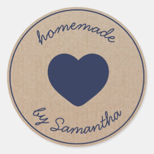 Pegatina Redonda Corazón Minimalista moderno hecho en casa por Brow