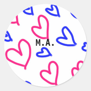PEGATINA REDONDA CORAZÓN MINIMALISTA SIMPLE. CUTE AÑADIR NOMBRE BEB