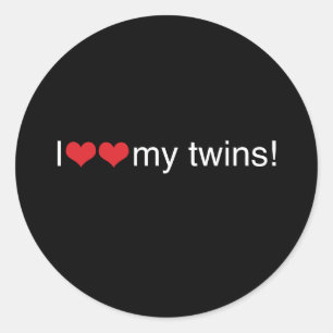 Pegatina Redonda Corazón mis gemelos