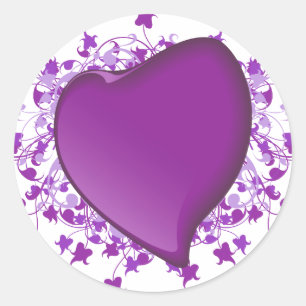 Pegatina Redonda Corazón morado