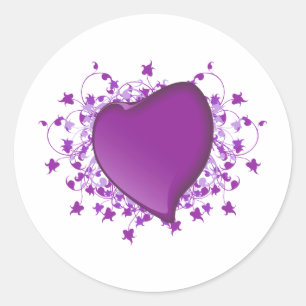 Pegatina Redonda Corazón morado