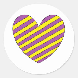 Pegatina Redonda Corazón morado y amarillo