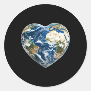 Pegatina Redonda Corazón Mundial de la Tierra - Feliz Día de la Tie