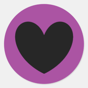 Pegatina Redonda Corazón negro sobre morado