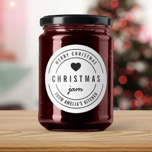 Pegatina Redonda Corazón negro y blanco Kitchen Merry Christmas Jam