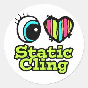 Pegatina Redonda Corazón Ojo Brillante Me Encanta El Cling Estático