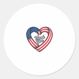Pegatina Redonda Corazón Patriótico Agradecido Diseño Vectorial Vin