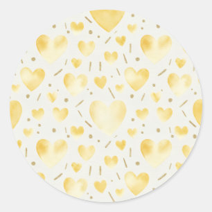 Pegatina Redonda Corazón Patrón de Acuarela y Brillo de Rayo de Sol