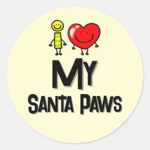 Pegatina Redonda Corazón Personalizado Me Encanta Mi Santa Patas Pe