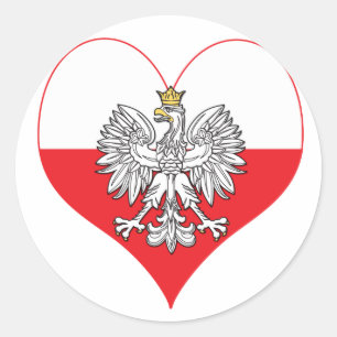 Pegatina Redonda Corazón polaco de Eagle