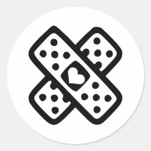 Pegatina Redonda Corazón quebrado - amor