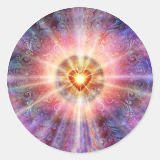 Pegatina Redonda Corazón radiante