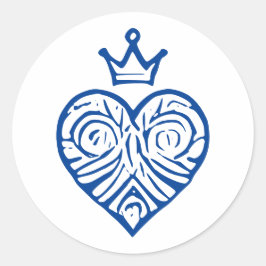 Pegatina Redonda Corazón Regal con diseño artístico de la Corona