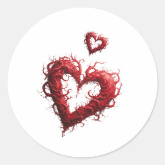 Pegatina Redonda Corazón Rojo