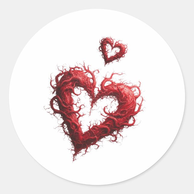 Pegatina Redonda Corazón Rojo  (Anverso)