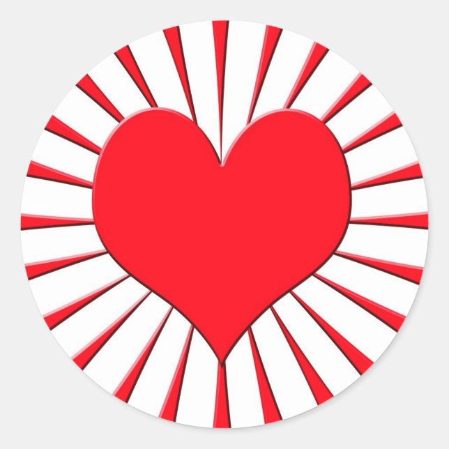Pegatina Redonda Corazón rojo (Anverso)