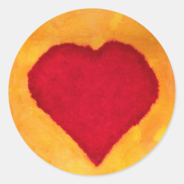 Pegatina Redonda Corazón Rojo