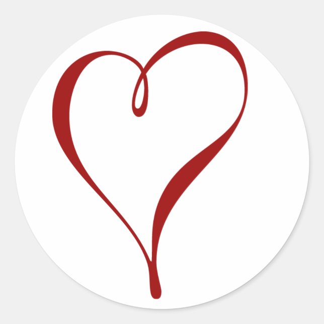 Pegatina Redonda Corazón Rojo (Anverso)