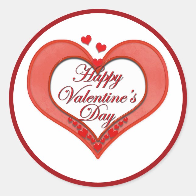 Pegatina Redonda Corazón Rojo Beaded Valentine (Anverso)