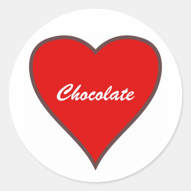Pegatina Redonda Corazón rojo, chocolate (Anverso)