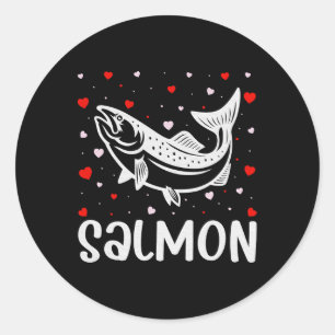 Pegatina Redonda Corazón Rojo Cupido Amor Gráfico Salmon Lover Vale