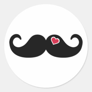 Pegatina Redonda Corazón rojo de Mustache