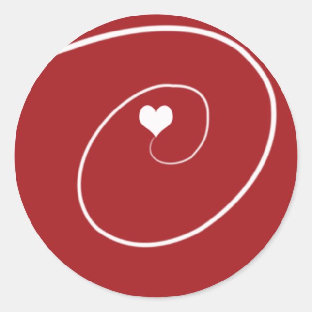 Pegatina Redonda Corazón rojo elegante lindo amor de San Valentín (Anverso)
