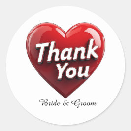 Pegatina Redonda 💖 Corazón Rojo Favor de Boda Gracias 💖