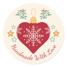 Corazón Rojo Hecho a Mano con Amor Navidad y Días