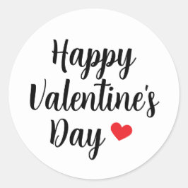 Pegatina Redonda Corazón Rojo Lindo Feliz Día de San Valentín Scrip