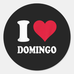 Pegatina Redonda Corazón Rojo Me Encanta Domingo