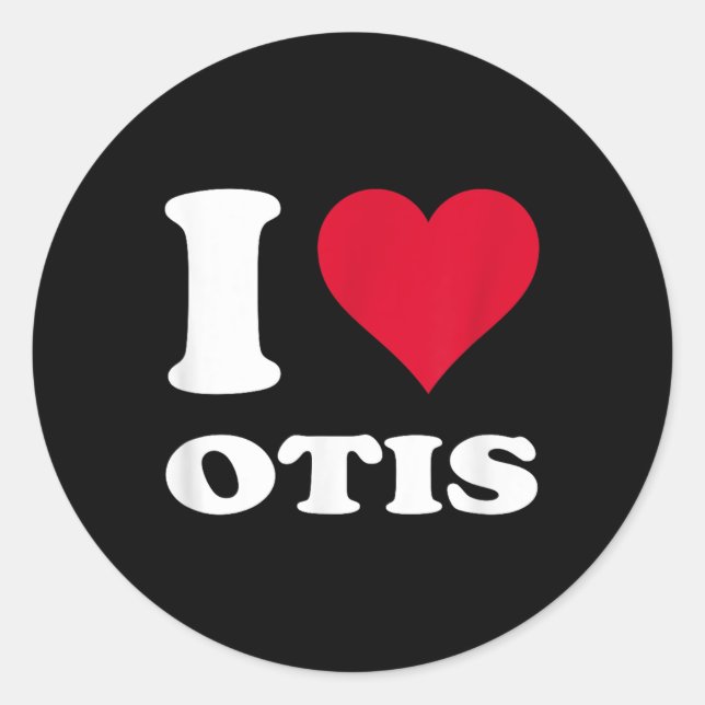Pegatina Redonda Corazón Rojo Me Encanta Otis (Anverso)