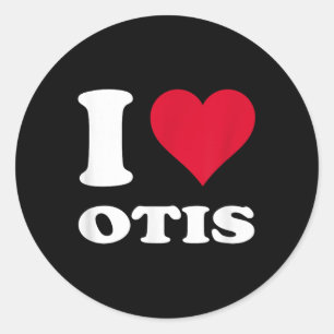 Pegatina Redonda Corazón Rojo Me Encanta Otis