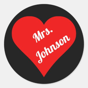 Pegatina Redonda Corazón rojo sobre fondo negro