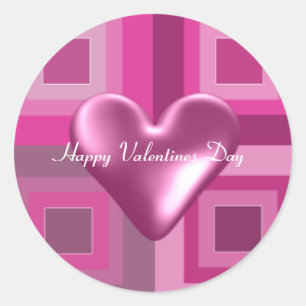 Pegatina Redonda Corazón rosa 3D para el día de San Valentín