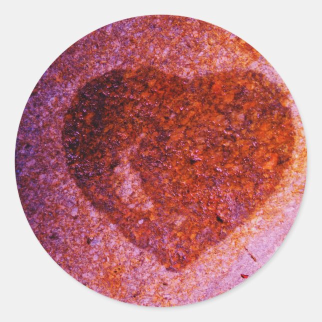 Pegatina Redonda corazón rosa coral (Anverso)