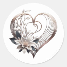 Pegatina Redonda Corazón rosa moderno