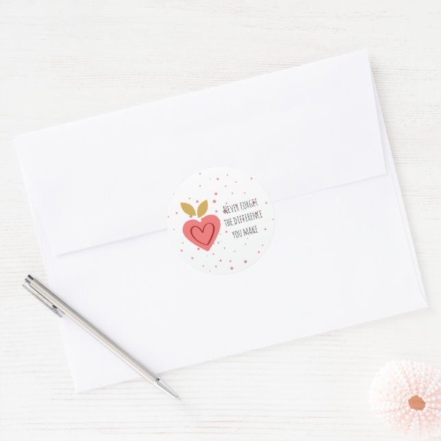 Pegatina Redonda Corazón rosado Navidades de citas motivacionales (Sobre)