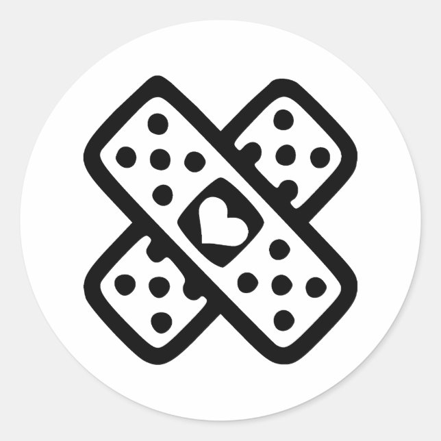 Pegatina Redonda Corazón roto - Amor (Anverso)