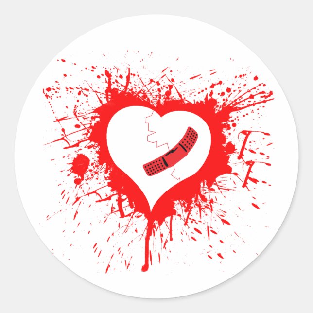 Pegatina Redonda Corazón Roto...otra vez (Anverso)