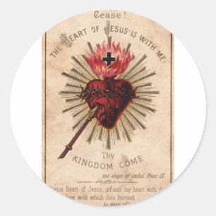 Pegatina Redonda Corazón sagrado