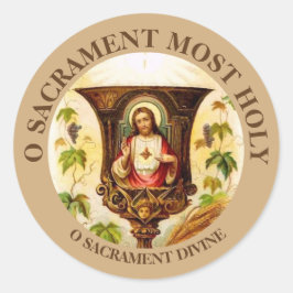 Pegatina Redonda Corazón sagrado vintage de Jesus Chalice