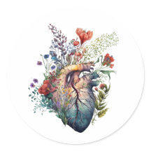 Corazón sobrepoblado con flores (corte) - anatomía