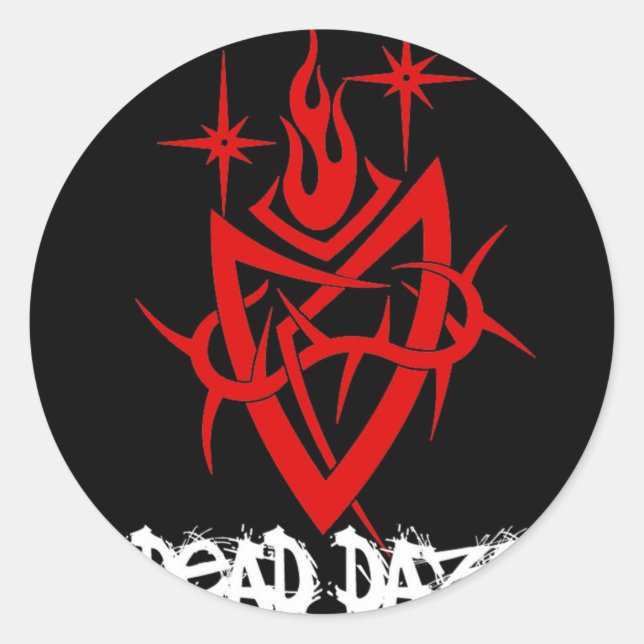 Pegatina Redonda Corazón tribal demoledor muerto (Anverso)