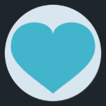 Pegatina Redonda Corazón turquesa<br><div class="desc">Este pegatina redondeado tiene un corazón turquesa muy claro.</div>