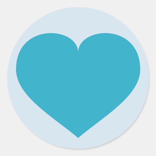Pegatina Redonda Corazón turquesa (Anverso)