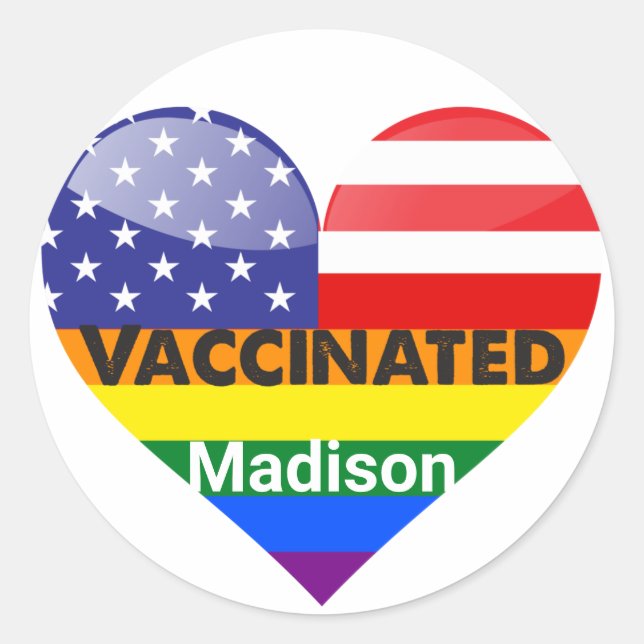 Pegatina Redonda Corazón vacunado (Anverso)